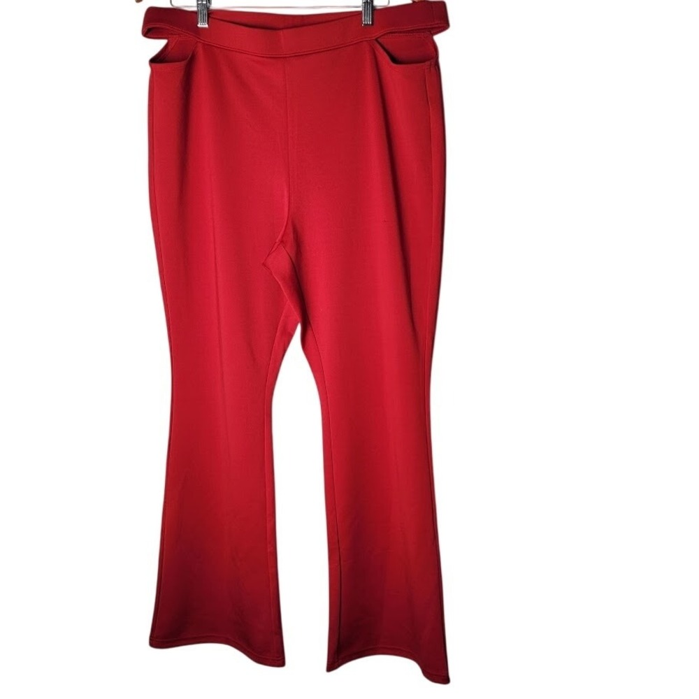 Wild Fable Cherry Red‎ Flare Pants 1X High Rise Stretch Pull On Bootcut Boho